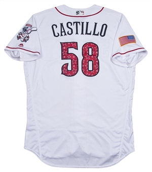 2017 Luis Castillo Game Used Cincinnati Reds Commemorative Independence Day Jersey Used on 7/1-7/2/2017 (MLB Authenticated)